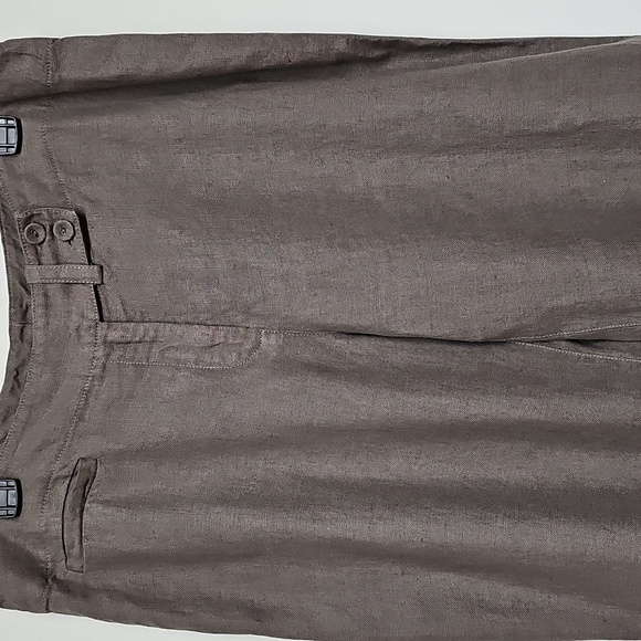 Eileen Fisher Linen Tab Waist Trouser Pant, Color Branch, Size Medium, New - Picture 2 of 12